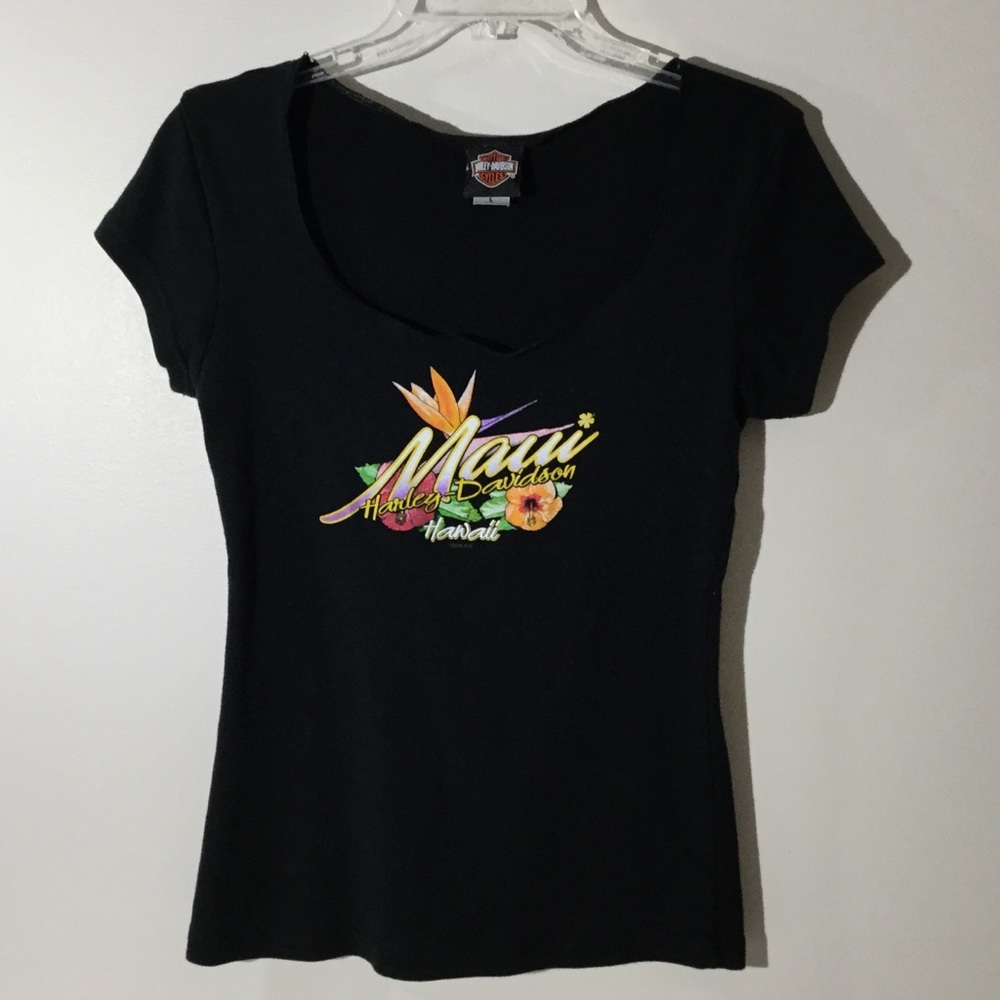 Harley Davidson L Maui Cap Sleeve Top